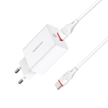 МЗП Borofone BA21A Long journey QC3.0 3A (1USB-A) + кабель USB to Type-C – Білий