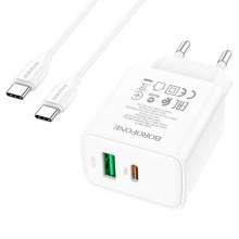 СЗУ Borofone BA67A PD20W+QC3.0 (1USB-A/1C) + кабель Type-C to Type-C – Белый
