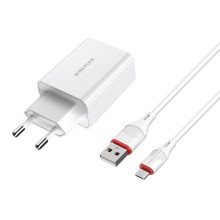 СЗУ Borofone BA21A Long journey QC3.0 3A (1USB-A) + кабель USB to MicroUSB – Белый