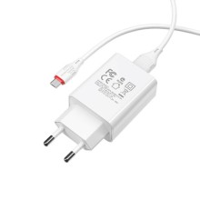 СЗУ Borofone BA21A Long journey QC3.0 3A (1USB-A) + кабель USB to MicroUSB – Белый