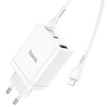 СЗУ Hoco N33 Start PD35W (1USB-A/2C) + кабель Type-C to Lightning – Белый