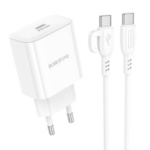 СЗУ Borofone BA81A PD20W (1USB-C) + кабель Type-C to Type-C – Белый