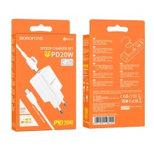 СЗУ Borofone BA81A PD20W (1USB-C) + кабель Type-C to Type-C – Белый