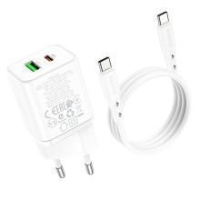 МЗП Borofone BN7 PD20W+QC3.0 (1USB-A/1C) + кабель Type-C to Type-C – Білий