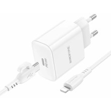 МЗП Borofone BA81A PD20W (1USB-C) + кабель Type-C to Lightning – Білий