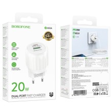 МЗП Borofone BA93A Lustrous PD20W+QC3.0 (1USB-A/1C) – Білий