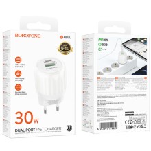 МЗП Borofone BA94A Lustrous PD30W+QC3.0 (1USB-A/1C) – Білий