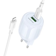 МЗП Borofone BA94A Lustrous PD30W+QC3.0 (1USB-A/1C) + кабель Type-C to Lightning