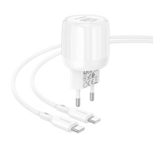 СЗУ Borofone BA94A Lustrous PD30W+QC3.0 (1USB-A/1C) + кабель Type-C to Type-C – Белый