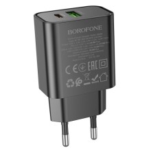 СЗУ Borofone BA88A Navy PD20W+QC3.0 (1USB-A/1C) – Черный