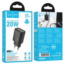 МЗП Hoco N61 Gentle PD20W+QC3.0 (1USB-A/1C) – Чорний