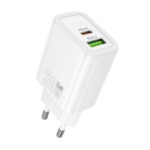 МЗП Hoco N61 Gentle PD20W+QC3.0 (1USB-A/1C) – Білий