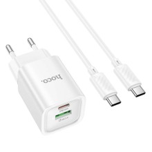 СЗУ Hoco C149A Charm PD30W+QC3.0 (1USB-A/1C) + кабель Type-C to Type-C – Белый