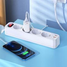 Подовжувач Hoco NS1 Aura PD20W (2USB/1Type-C/4xSocket) – Білий