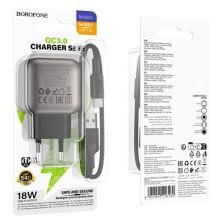 МЗП Borofone BAS52A Absolute QC3.0 18W (1USB-A) + кабель USB to Type-C – Чорний