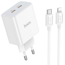 МЗП Hoco C108A PD 35W (2USB-C) + кабель Type-C to Lightning