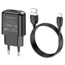 МЗП Borofone BA64A Single port + MicroUSB – Чорний