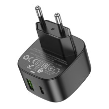 СЗУ Borofone BAS22A Fortune PD20W+QC3.0 (1USB-A/1C) – Черный