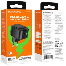 СЗУ Borofone BAS22A Fortune PD20W+QC3.0 (1USB-A/1C) – Черный