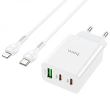 МЗП Hoco C99A PD20W+QC3.0 (1USB/2Type-C/3A) + Type-C to Lightning – Білий