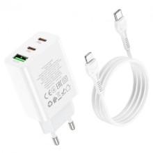 МЗП Hoco C99A PD20W+QC3.0 (1USB/2Type-C/3A) + Type-C to Lightning – Білий