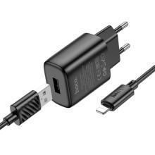 СЗУ Hoco C134A Solid 12W (1USB-A) + кабель USB to Lightning – Черный