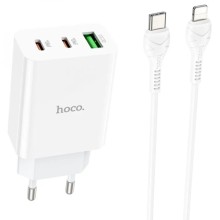СЗУ Hoco C99A PD20W+QC3.0 (1USB/2Type-C/3A) + Type-C to Lightning