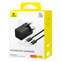 СЗУ Baseus GaN5 Fast Charger (mini) PD20W (1USB-C) + кабель Type-C to Type-C (P10110900113) – Черный