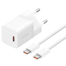 МЗП Baseus GaN5 Fast Charger (mini) 30W (1USB-C) + кабель Type-C to Type-C (P10110902) – Білий