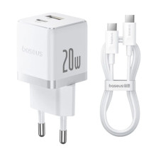 МЗП Baseus Palm Fast Charger 20W (1USB-A/1C) + кабель Type-C to Type-C (P10111608) – Білий