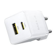 МЗП Baseus Palm Fast Charger 30W (1USB-A/1C) + кабель Type-C to Type-C (P1011160A) – Білий