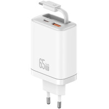 МЗП Usams US-CC299 GaN With Retractable Type-C Cable Xiang Ser. 65W (1USB-A/1C) – Білий