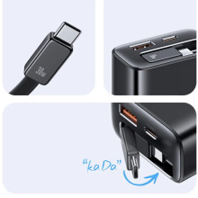 МЗП Usams US-CC296 GaN With Retractable Type-C Cable Xiang Ser. 30W (1USB-A/1C) – Чорний