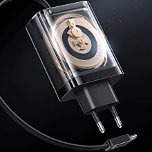 МЗП Usams US-CC296 GaN With Retractable Type-C Cable Xiang Ser. 30W (1USB-A/1C) – Чорний