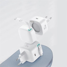 МЗП Usams US-CC202 GaN With Type-C Magnetic Retractable Cable Module XMF Ser. 35W (2USB-C) – Білий
