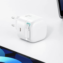 МЗП Usams US-CC209 GaN With Lightning Magnetic Retractable Cable Module XMF Ser. 35W (2USB-C) – Білий