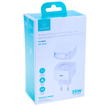 МЗП Usams US-CC209 GaN With Lightning Magnetic Retractable Cable Module XMF Ser. 35W (2USB-C) – Білий