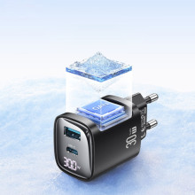 МЗП Usams US-CC229 GaN Digital Display XC Ser. 30W (1USB-A/1C) – Чорний