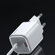 МЗП Usams US-CC261 GaN JC Ser. 20W (2USB-C) + кабель Type-C to Type-C – Білий