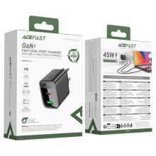 МЗП Acefast A106 GaN PD45W (1USB-A/1C) – Чорний