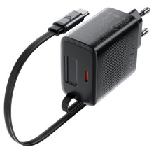 МЗП Acefast A110 GaN With Retractable Cable Type-C PD30W (1USB-C) – Чорний
