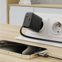 МЗП Acefast A110 GaN With Retractable Cable Type-C PD30W (1USB-C) – Чорний