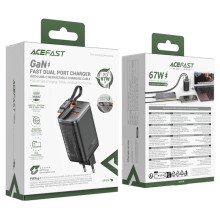 МЗП Acefast A111 GaN With Retractable Cable Type-C PD67W (1USB-A/1C) – Чорний