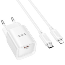 МЗП Hoco C146A Charm PD20W (1USB-C) + кабель Type-C to Lightning – Білий
