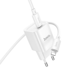 МЗП Hoco C146A Charm PD20W (1USB-C) + кабель Type-C to Lightning – Білий