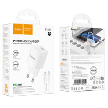 МЗП Hoco C146A Charm PD20W (1USB-C) + кабель Type-C to Lightning – Білий