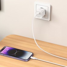 МЗП Hoco C146A Charm PD20W (1USB-C) + кабель Type-C to Lightning – Білий