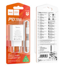 МЗП Hoco C143A Benefit PD20W (1USB-C) + кабель Type-C to Type-C – Білий