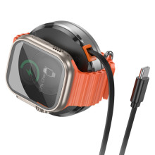 БЗУ Hoco CQ18 Flash 2in1 Magnetic + iWatch (with retractable cable Type-C) – Серебряный