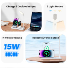 БЗП Usams US-CD195 15W 4in1 Wireless Charging Holder With Table Lamp – Білий